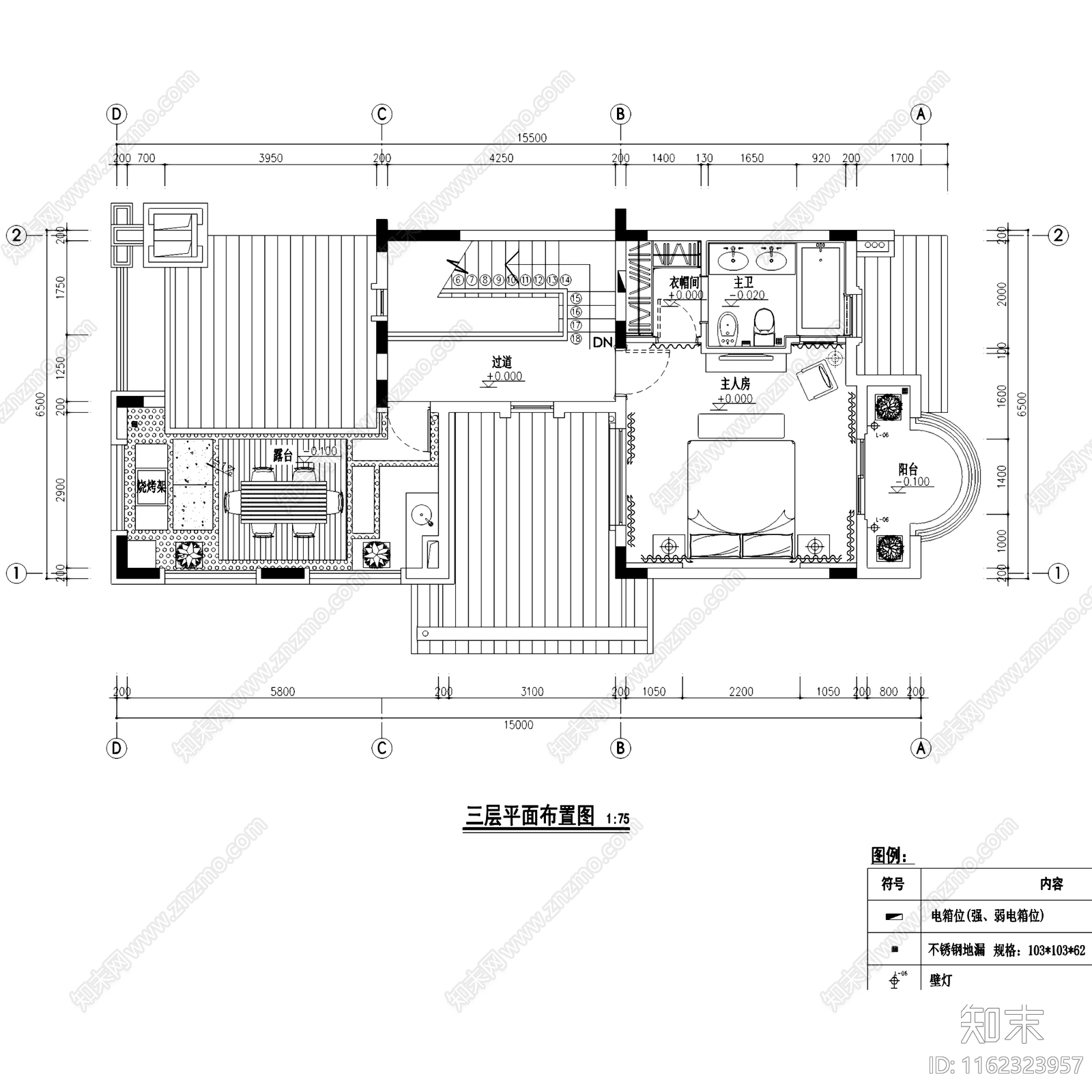 地中海风丰泰樟木头三层别墅室内家装cad施工图下载【ID:1162323957】