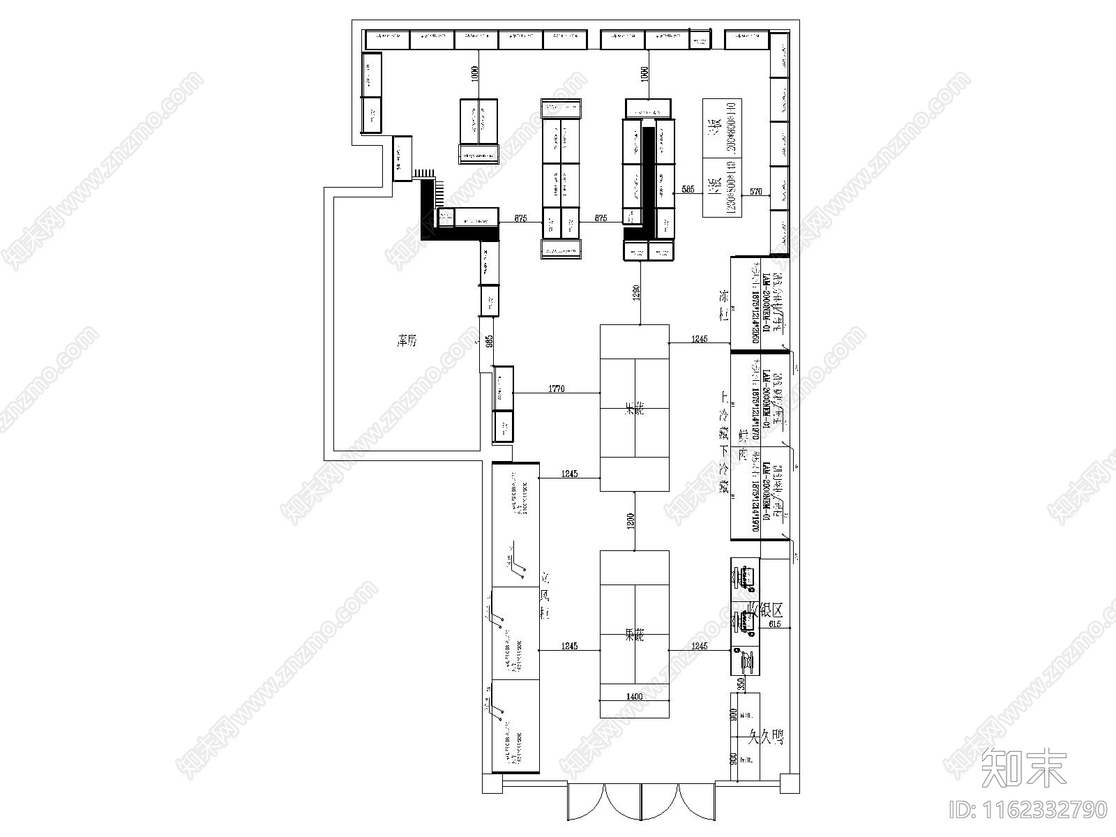 100平生鲜超市平面布置图施工图下载【ID:1162332790】