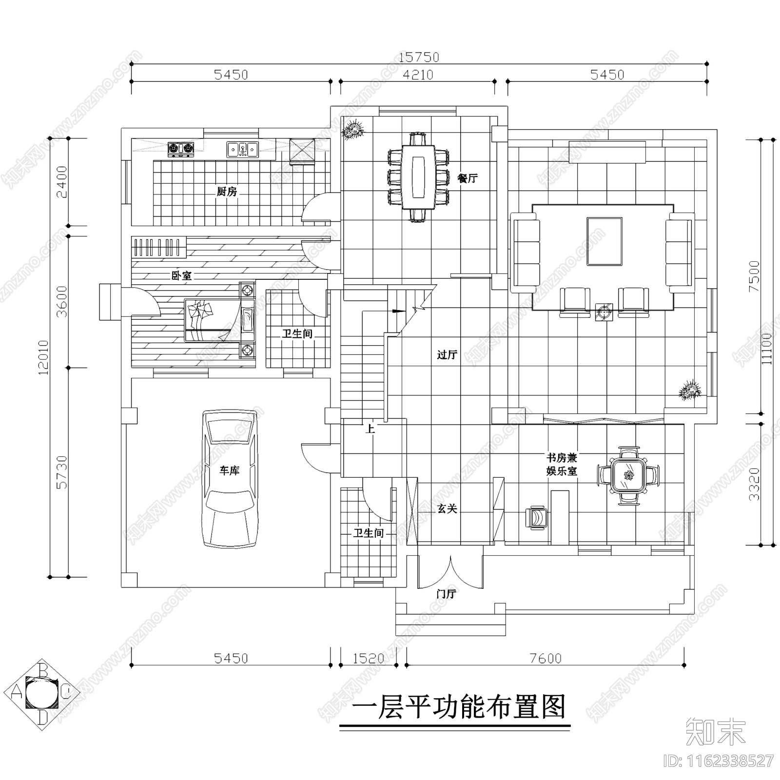 中式三层别墅室内家装cad施工图下载【ID:1162338527】