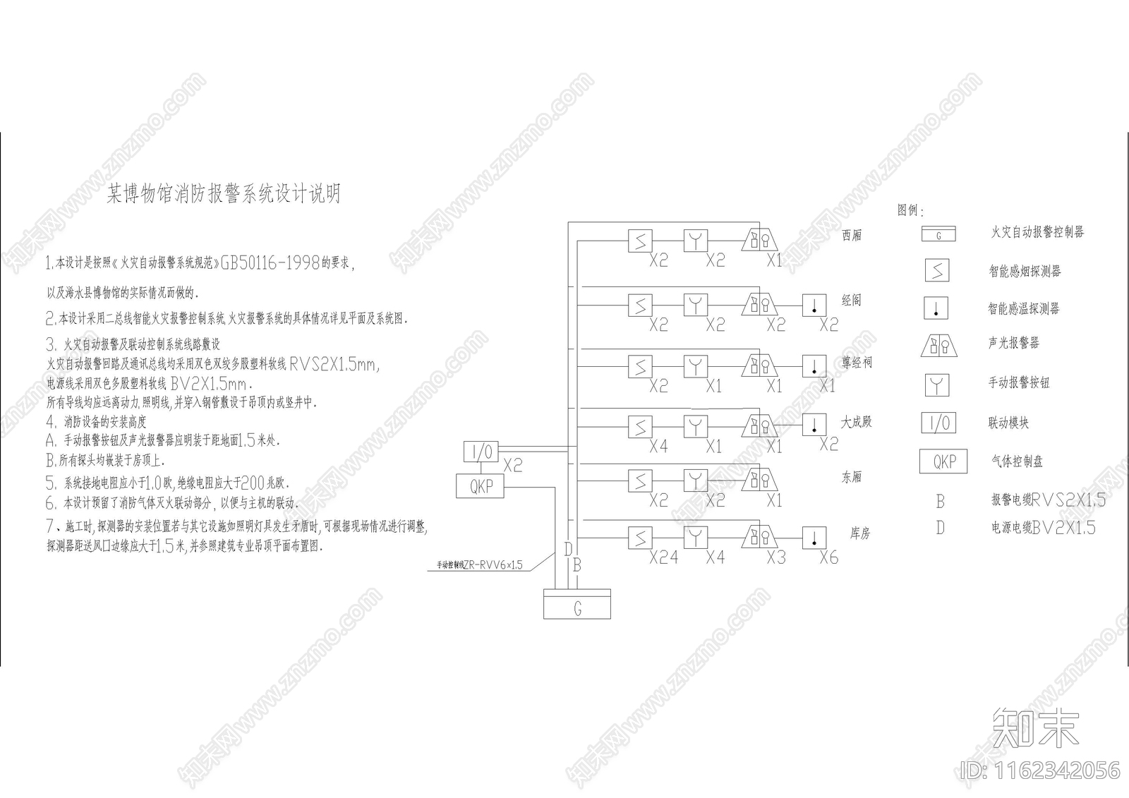 小型博物馆消防报警平面图施工图下载【ID:1162342056】