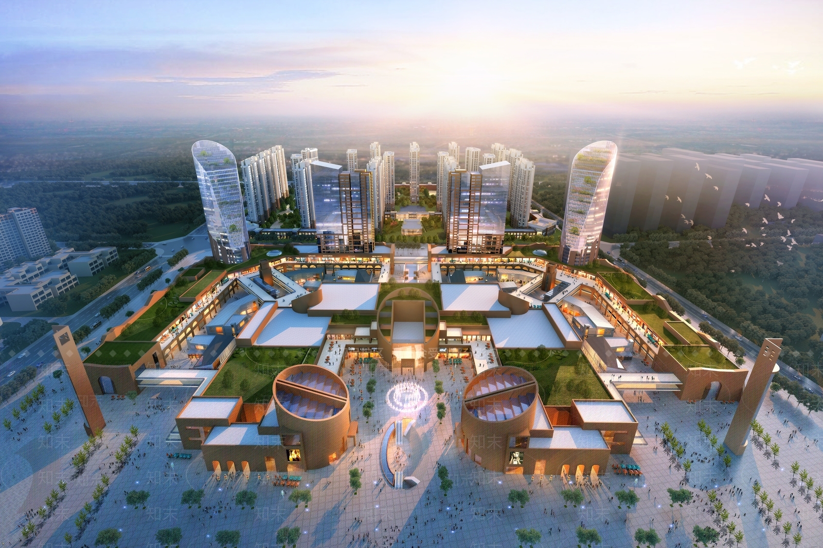 现代商场办公产业园3D模型下载【ID:1162342643】