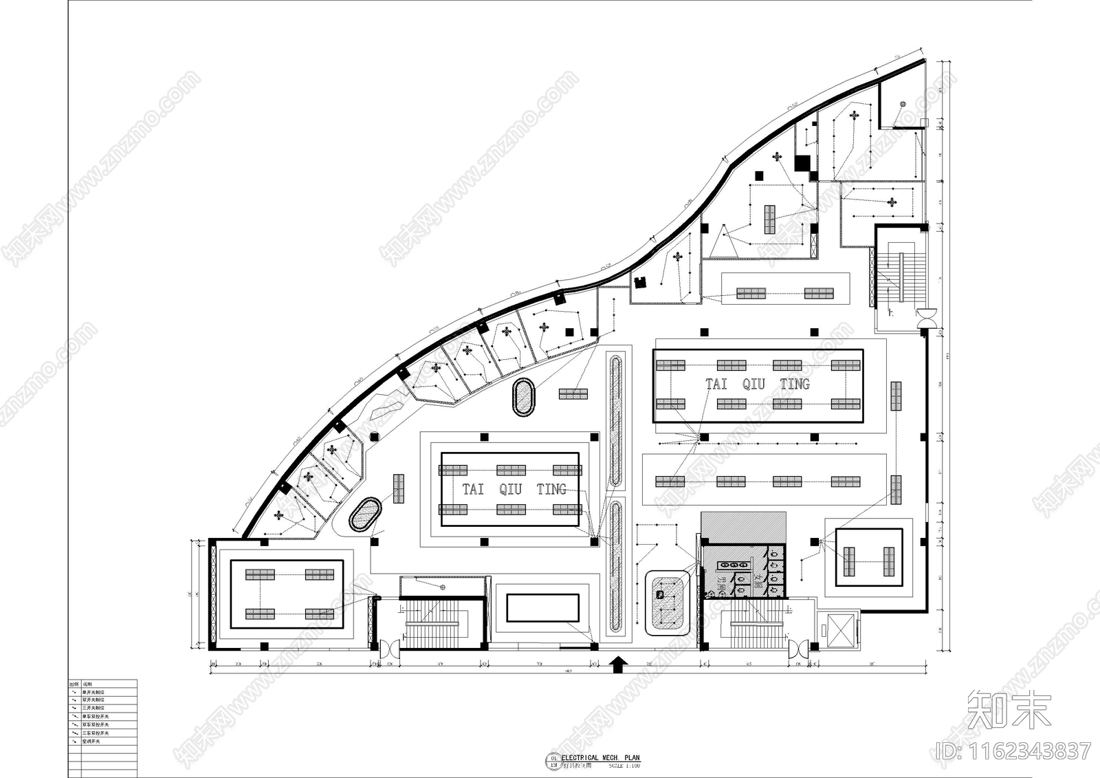 异型台球厅施工图下载【ID:1162343837】