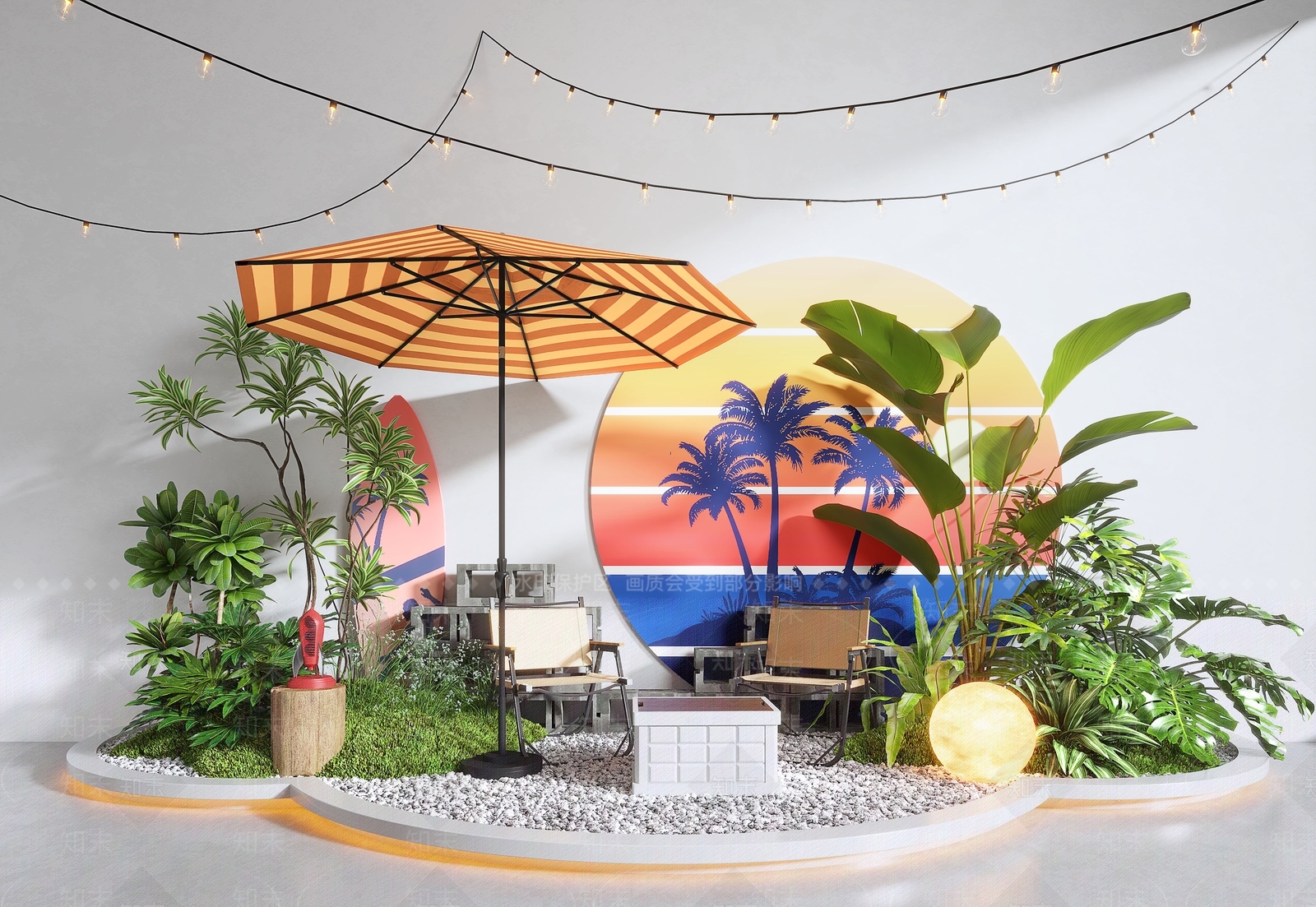 现代露营风景观植物造景3D模型下载【ID:1162344250】