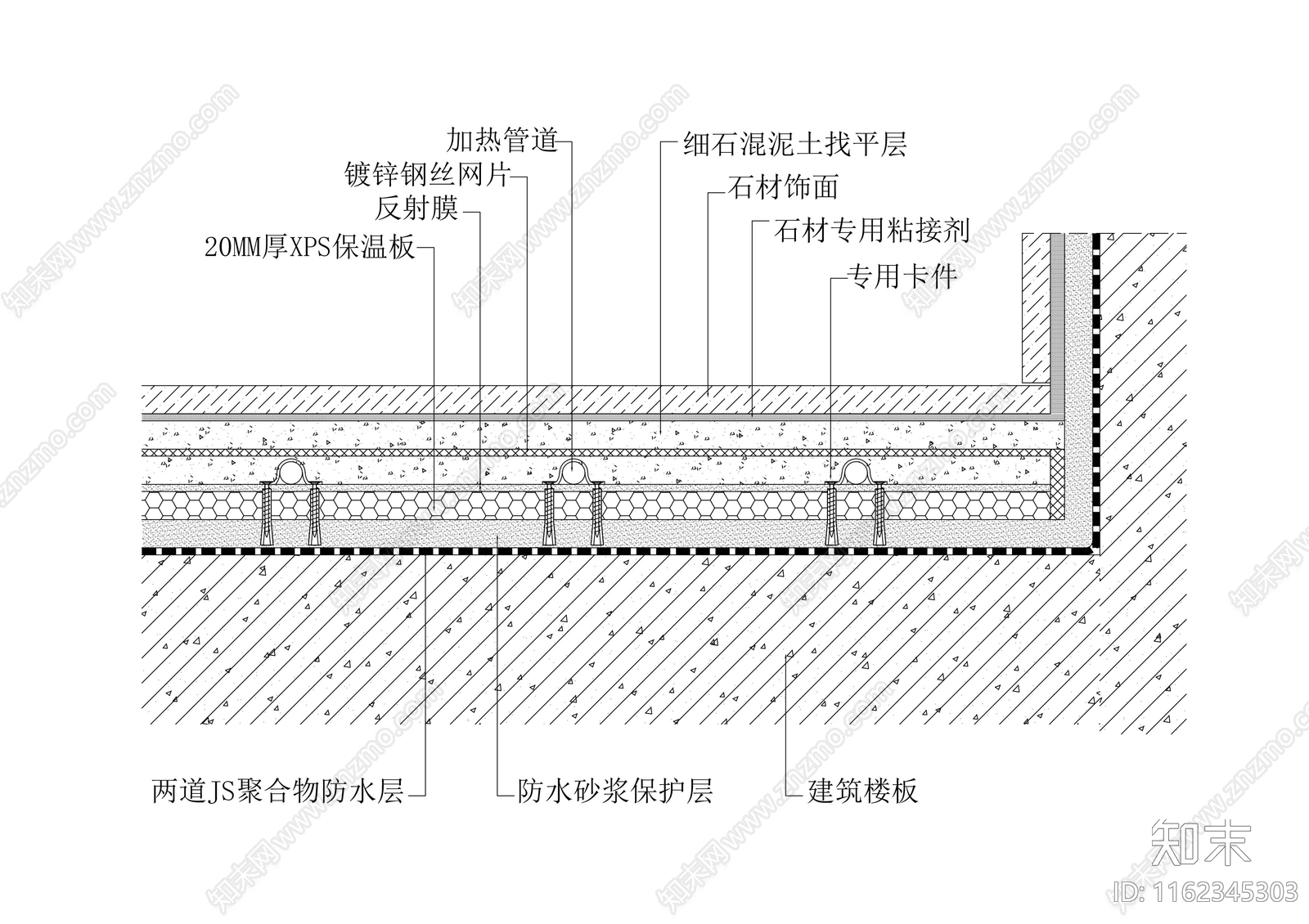 地暖地坪节点图cad施工图下载【ID:1162345303】