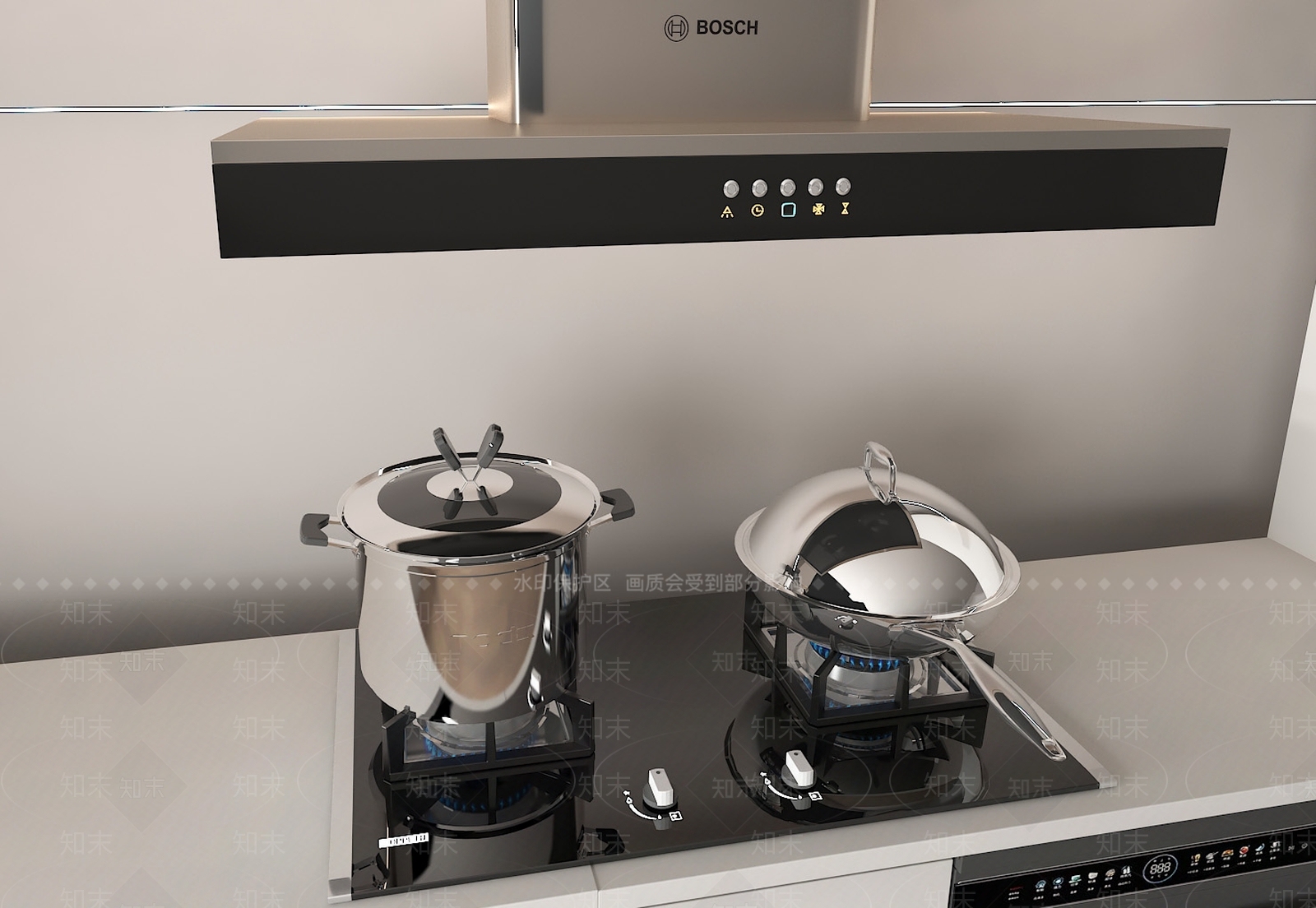 油烟机燃气灶组合3D模型下载【ID:1162349471】