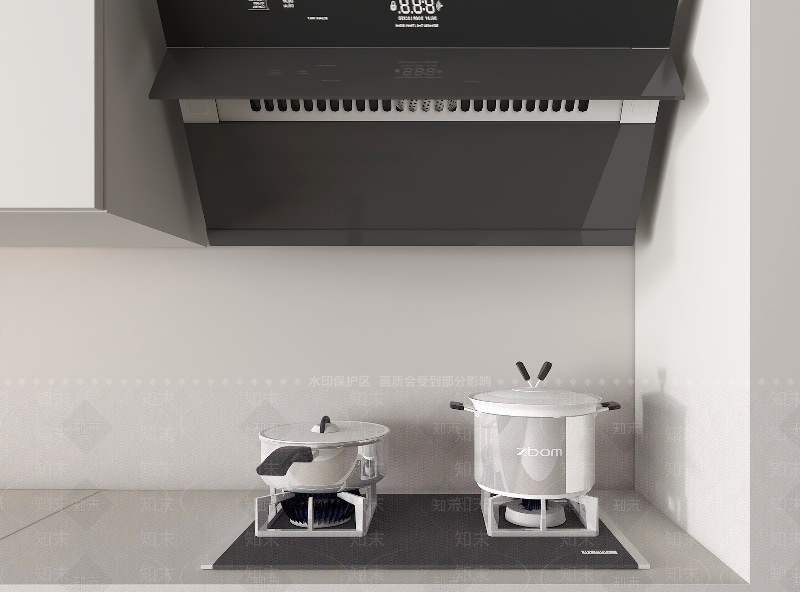 油烟机燃气灶组合3D模型下载【ID:1162349806】