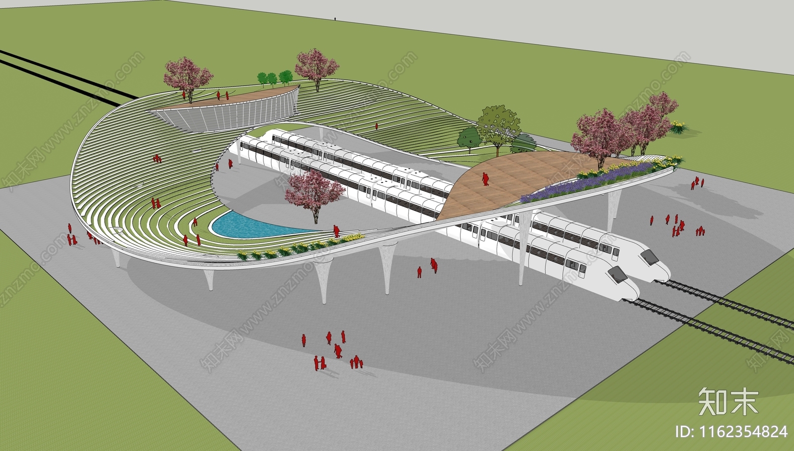 景观火车站SU模型下载【ID:1162354824】
