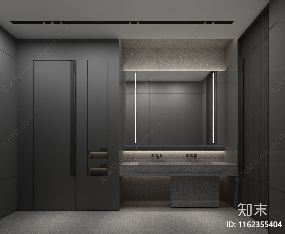 现代卫生间台盆及暗藏纸盒纸篓节点施工图下载【ID:1162355404】