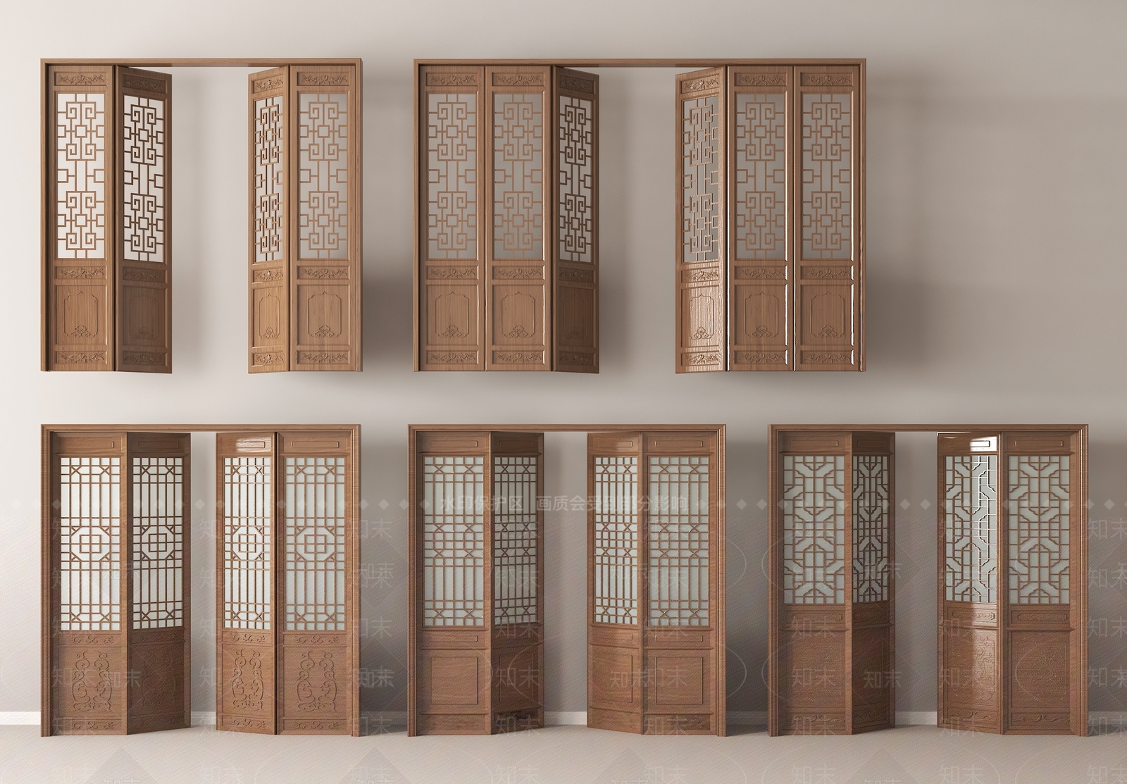 新中式木门3D模型下载【ID:1162364141】