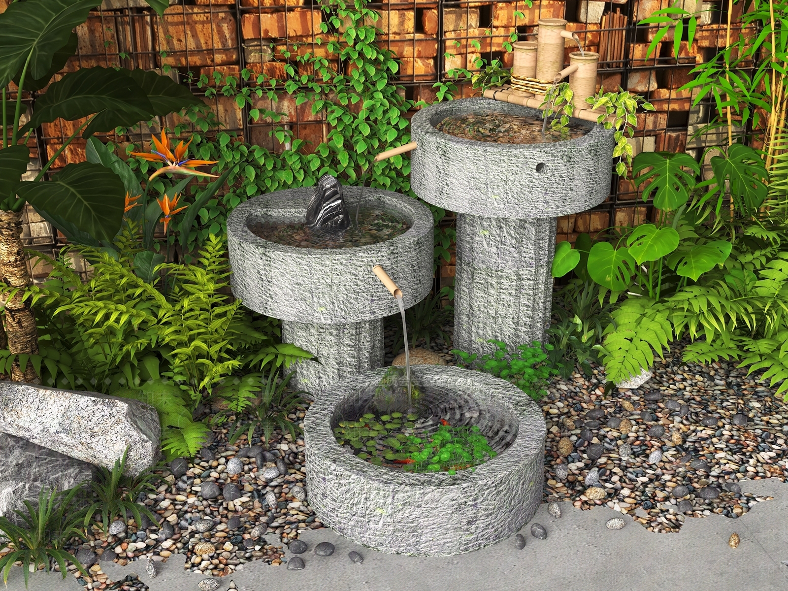 新中式流水摆件3D模型下载【ID:1162366177】