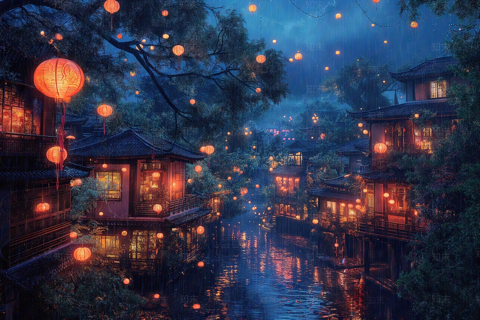 中式元宵灯会庭院景观贴图下载【ID:1162368456】