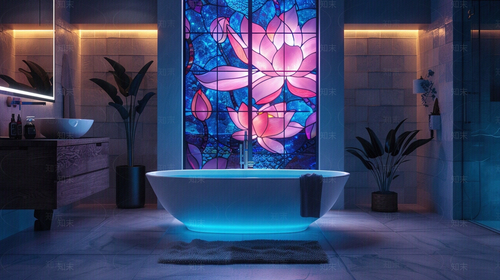 赛博朋克风格浴室卫生间室内内景贴图下载【ID:1162371088】