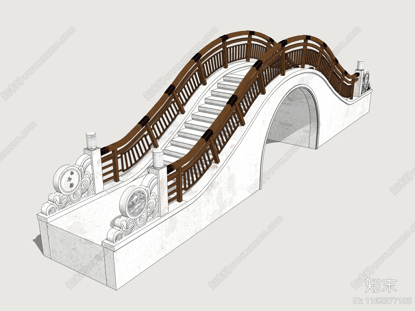 新中式石拱桥SU模型下载【ID:1162377105】