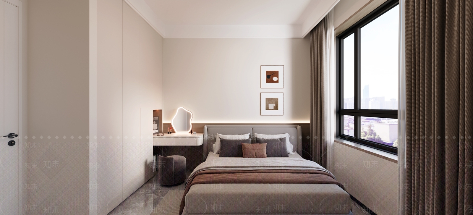 现代主卧次卧3D模型下载【ID:1162379785】