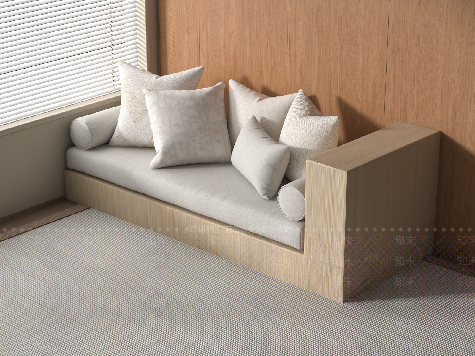 现代飘窗沙发垫3D模型下载【ID:1162381205】