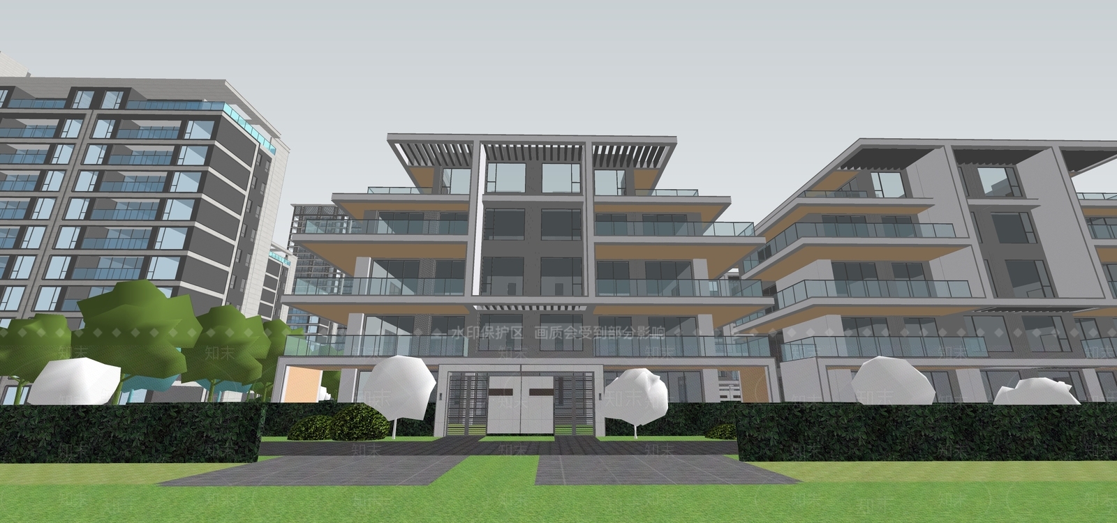 小区建筑景观SU模型下载【ID:1162383476】