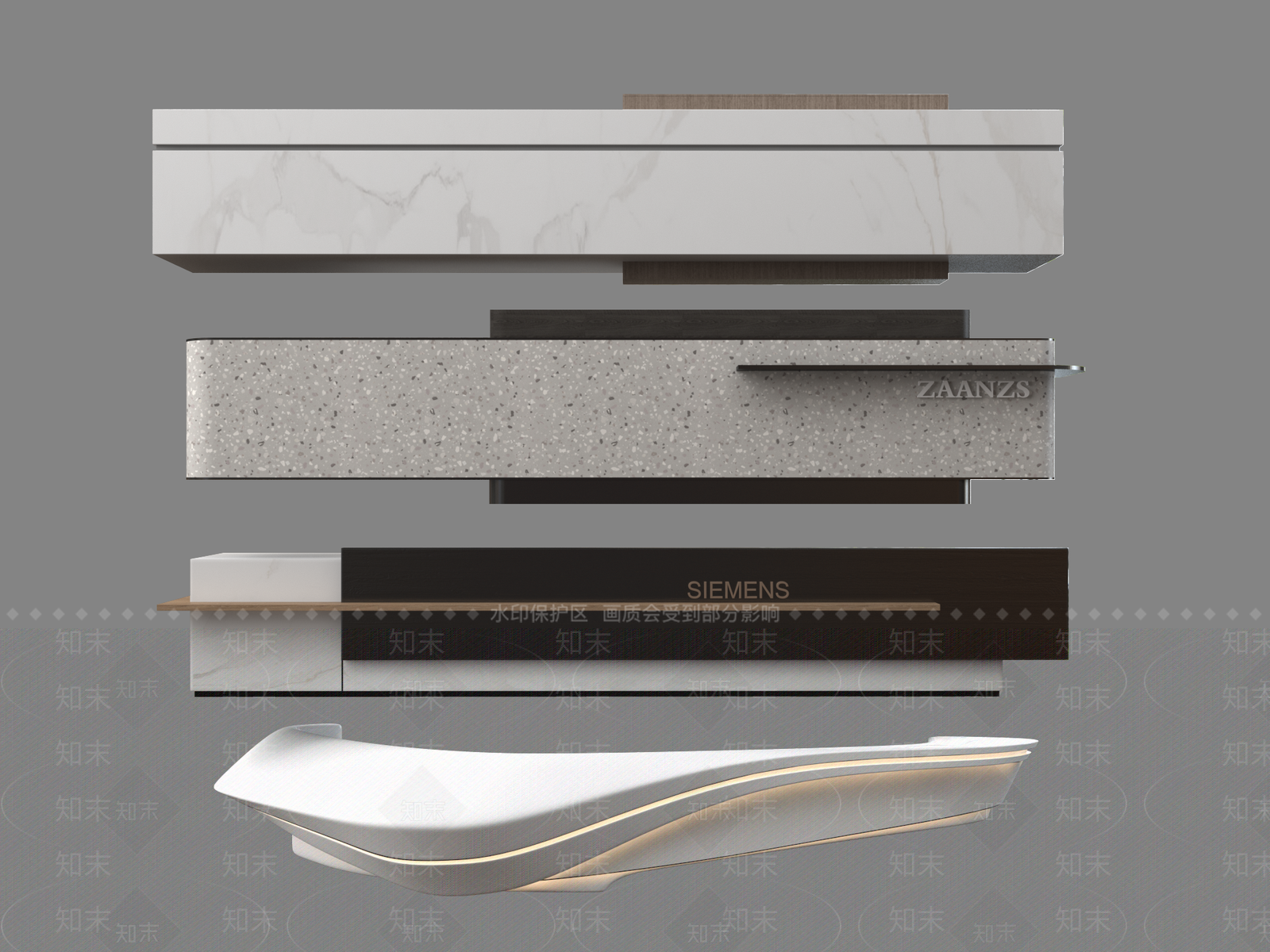 现代接待台服务台SU模型下载【ID:1162383284】