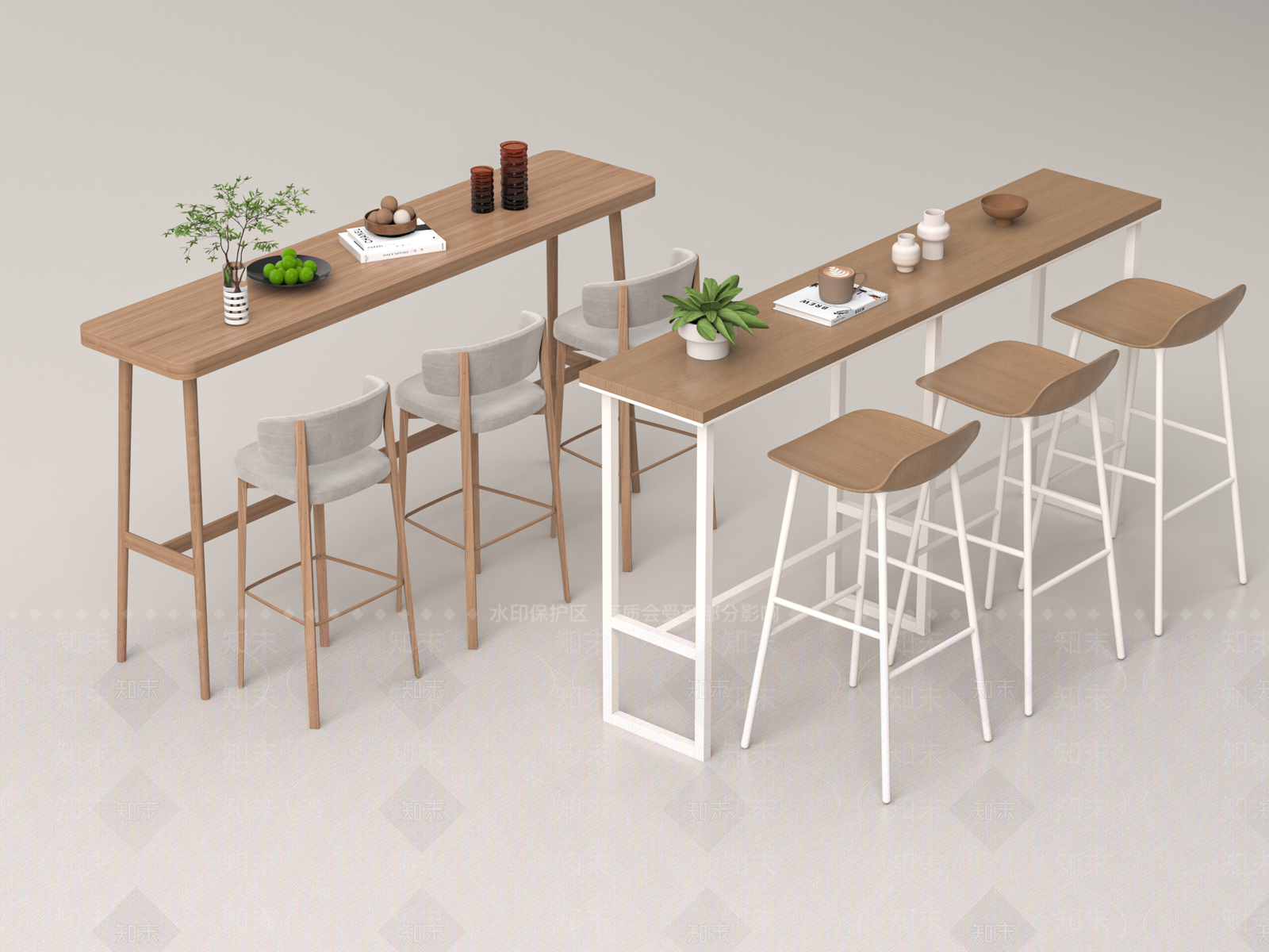 北欧吧台吧椅3D模型下载【ID:1162383412】