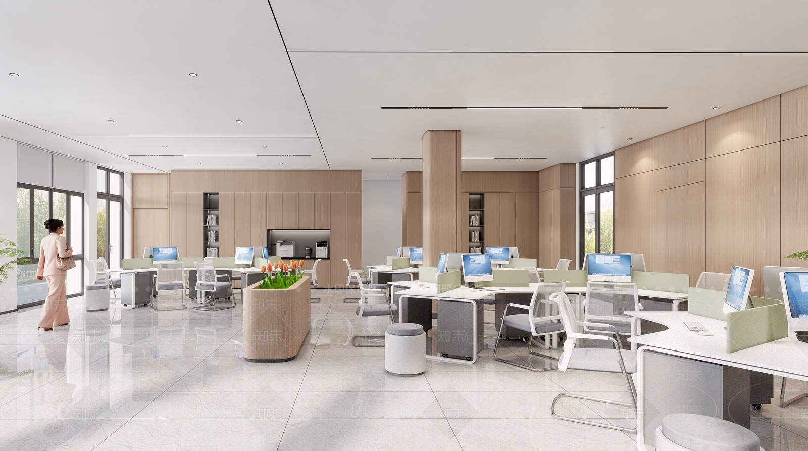 现代社区服务中心办事大厅SU模型下载【ID:1162383800】