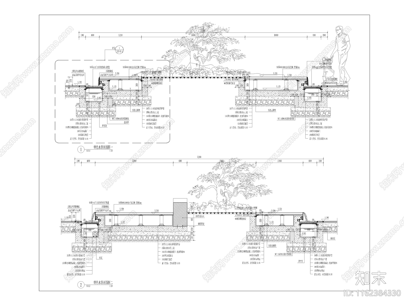 特色水景详图平面立面剖面图施工图下载【ID:1162384330】