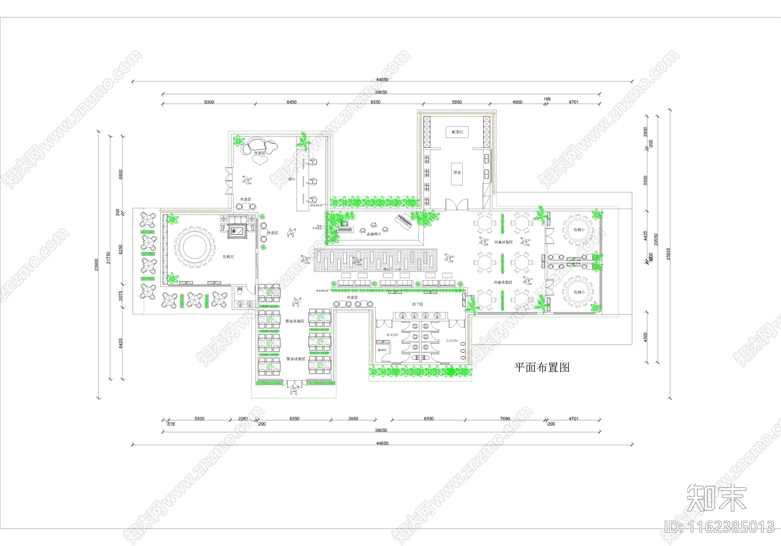 网红生态餐厅CAcad施工图下载【ID:1162385013】