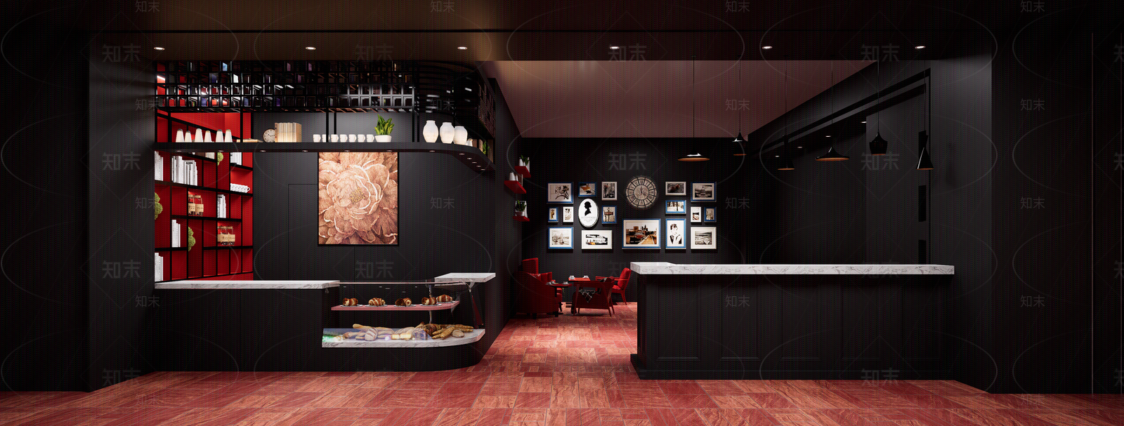 室内餐厅商业橱窗商场餐饮店铺外景夜晚门面05贴图下载【ID:1162385651】