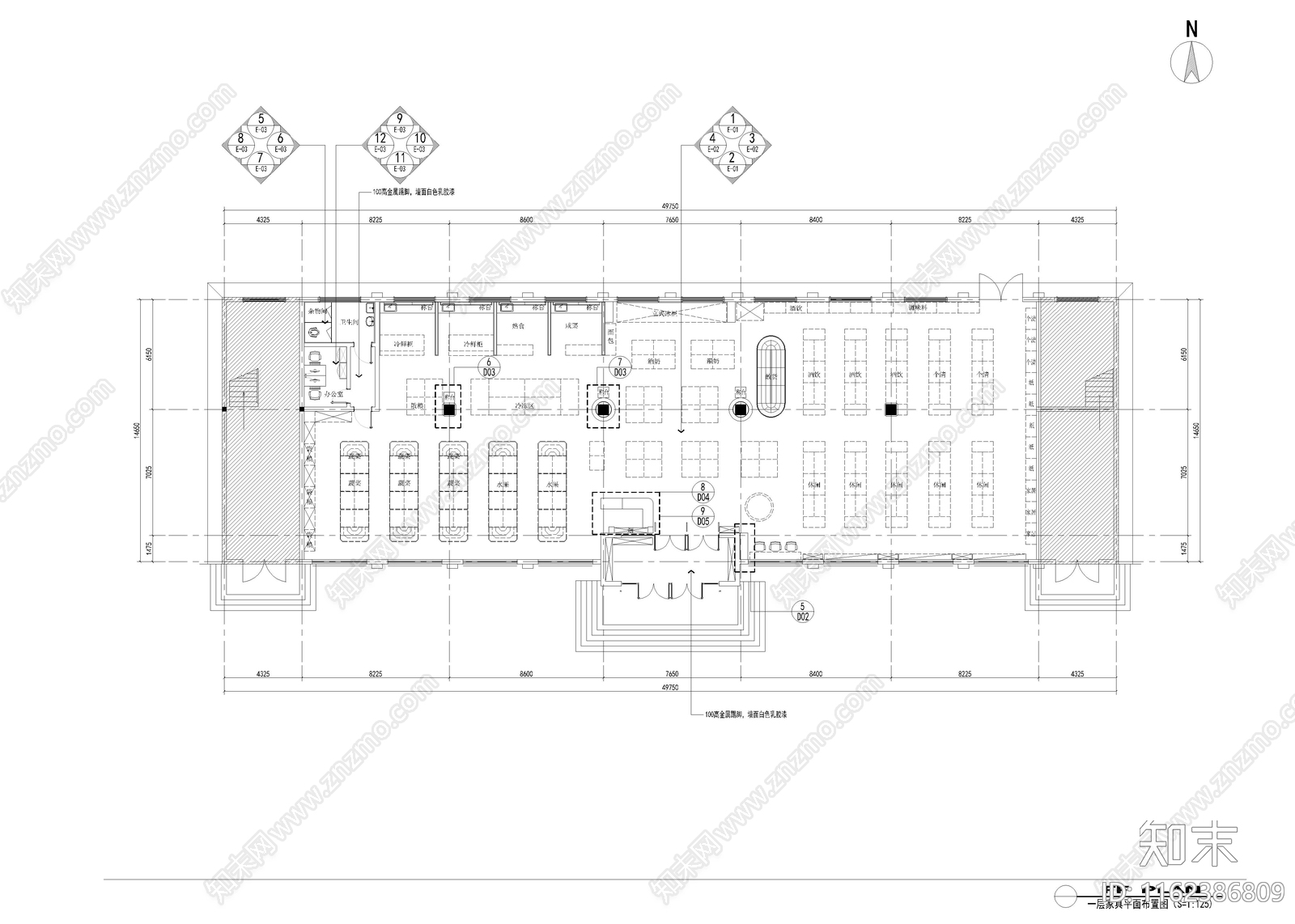 810m²连锁便利店cad施工图下载【ID:1162386809】