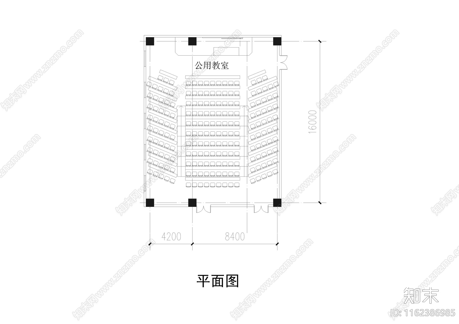 大学公用教室方案cad施工图下载【ID:1162386985】
