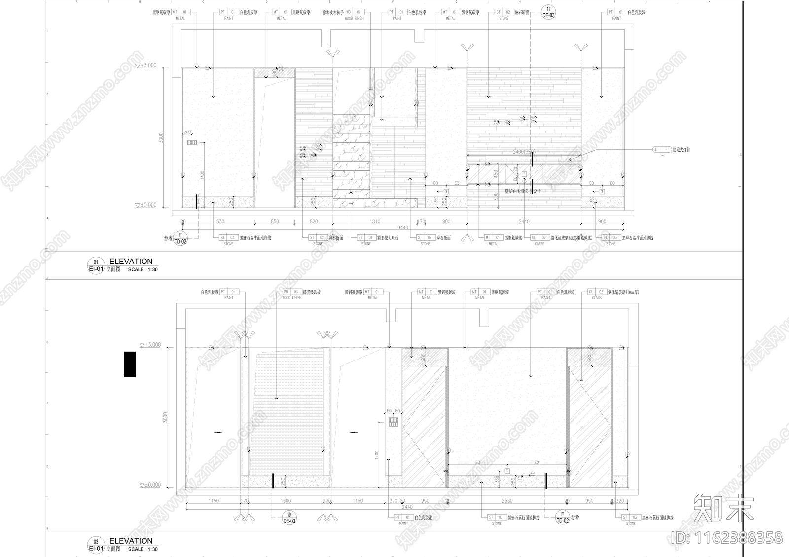 别墅样板间全cad施工图下载【ID:1162388358】