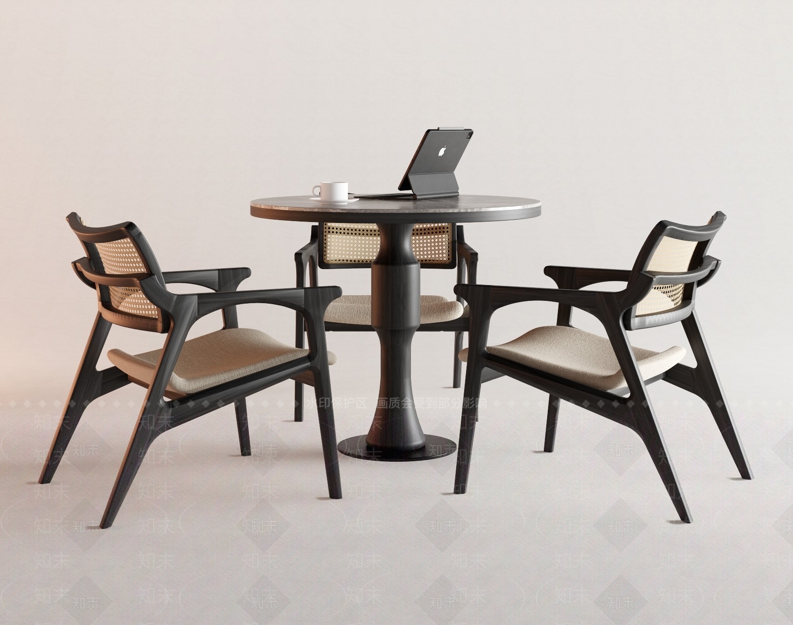 新中式洽谈桌椅组合3D模型下载【ID:1162390685】