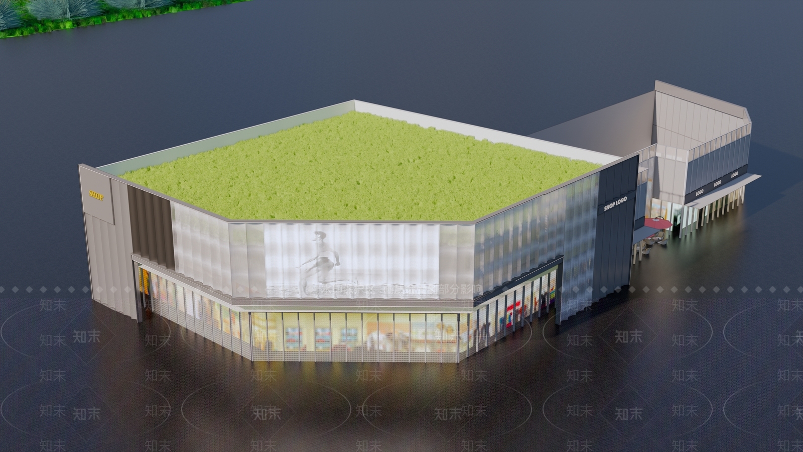 现代商业街建筑SU模型下载【ID:1162391190】