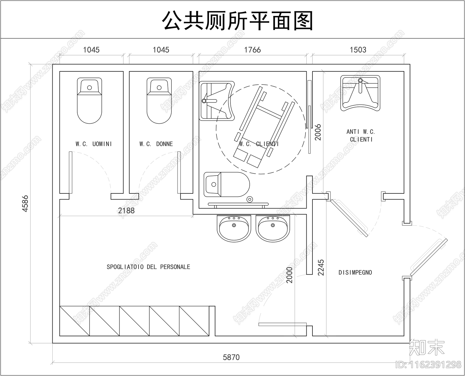 公共厕所平面方案图施工图下载【ID:1162391298】