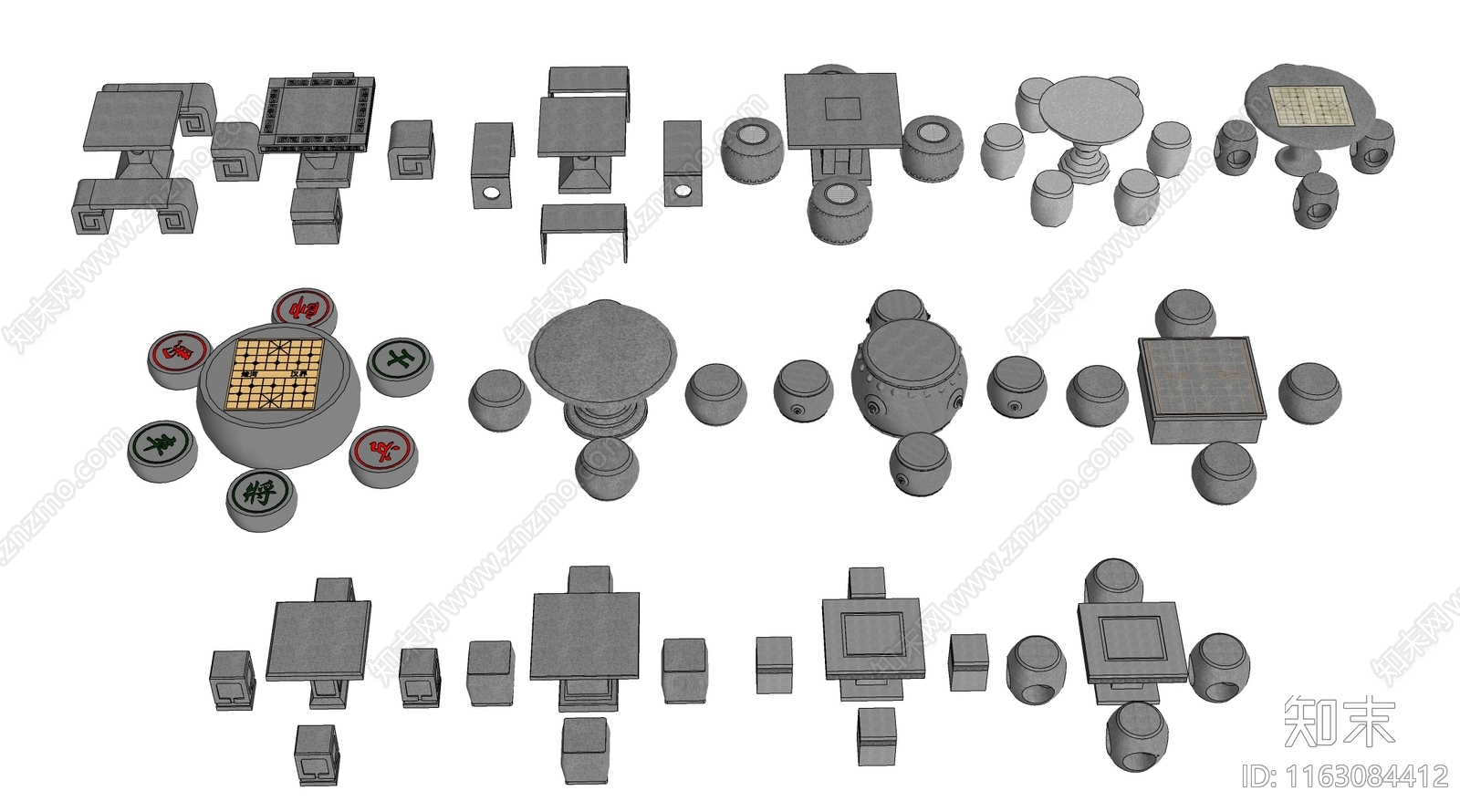 户外桌椅SU模型下载【ID:1163084412】