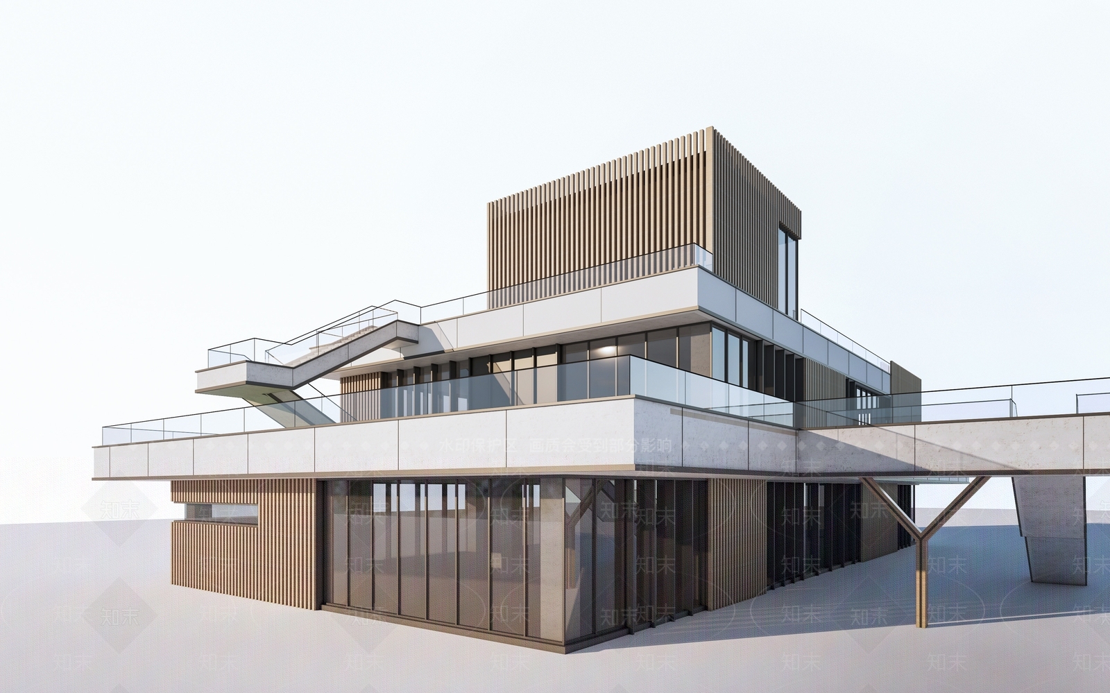 现代活动中心建筑SU模型下载【ID:1162392810】