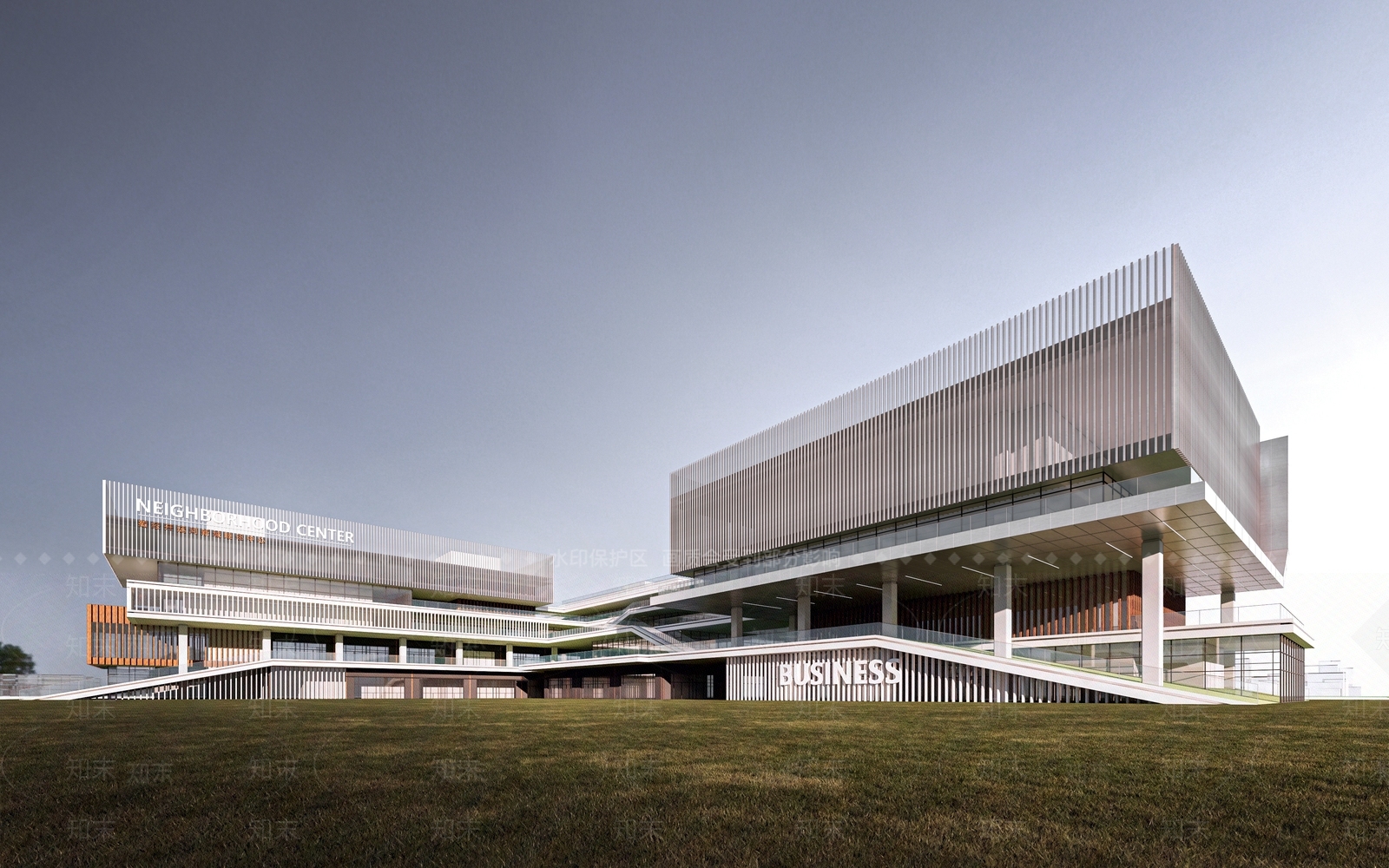 现代活动中心建筑SU模型下载【ID:1162393536】