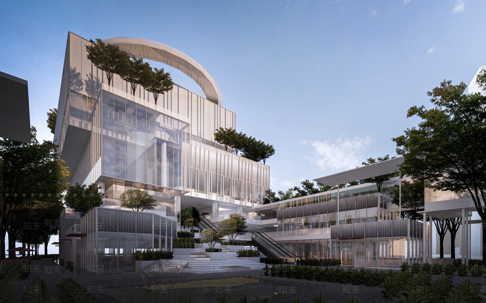 现代活动中心建筑SU模型下载【ID:1162396647】