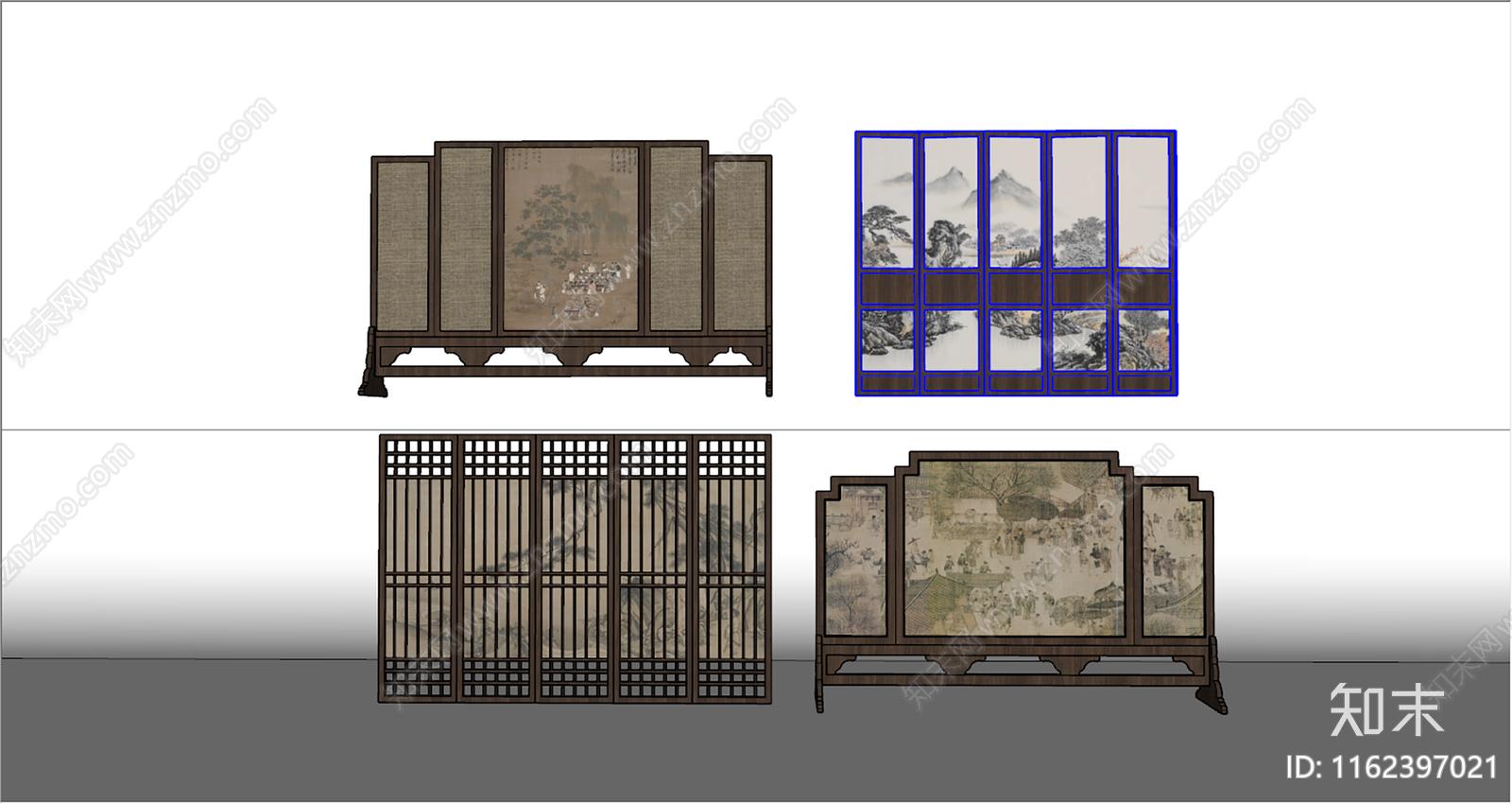 中式宋代屏风隔断SU模型下载【ID:1162397021】