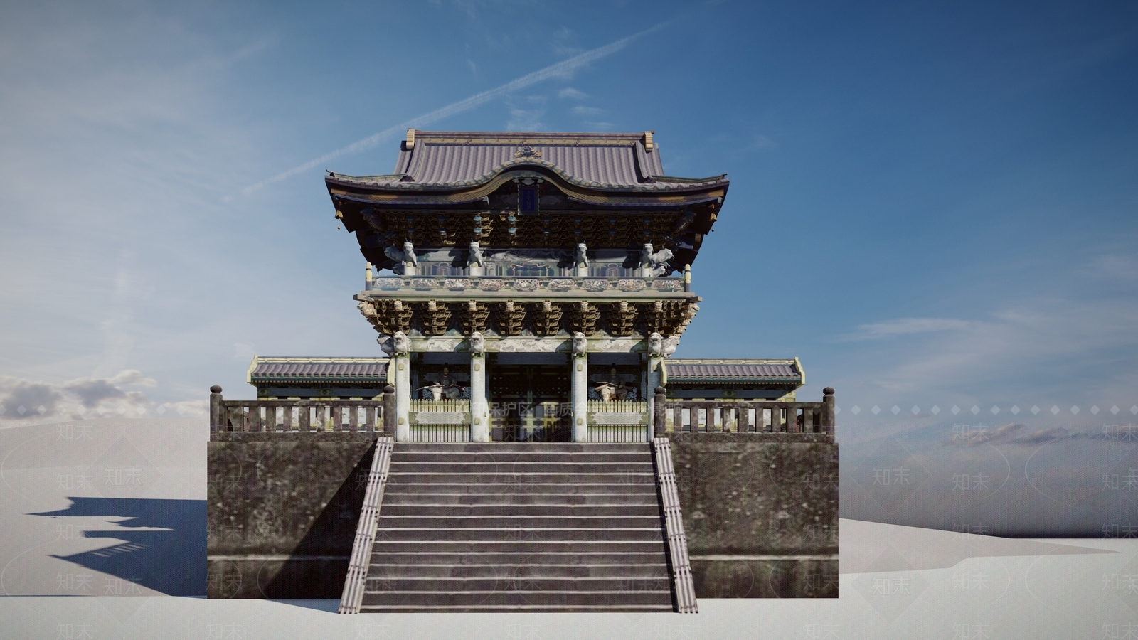 01日本古建筑门楼SU模型下载【ID:1162398101】