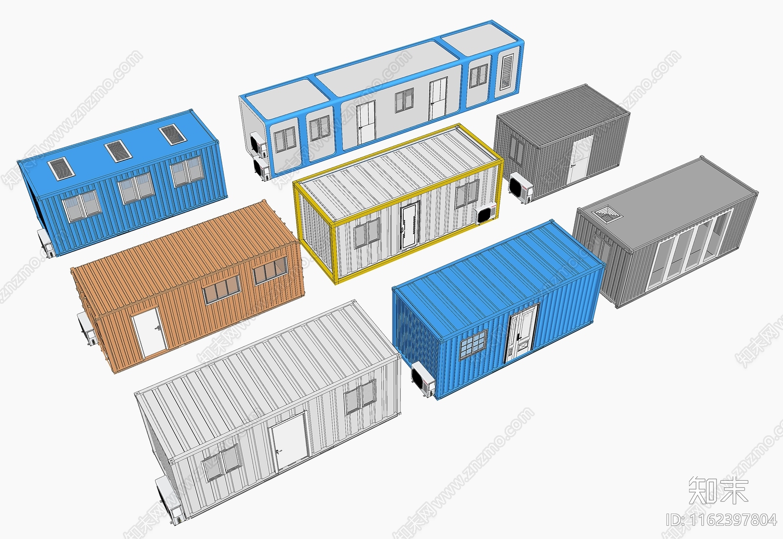 现代集装箱板房SU模型下载【ID:1162397804】