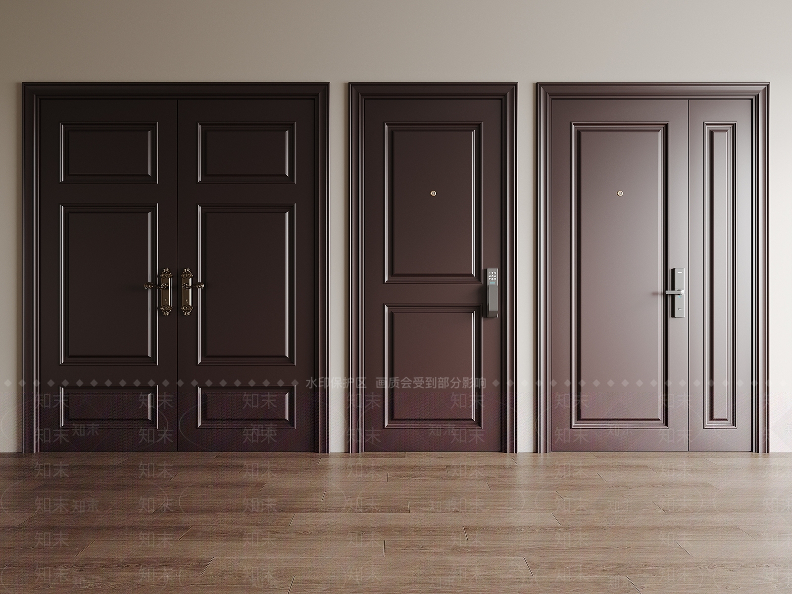 现代防盗门3D模型下载【ID:1162398187】