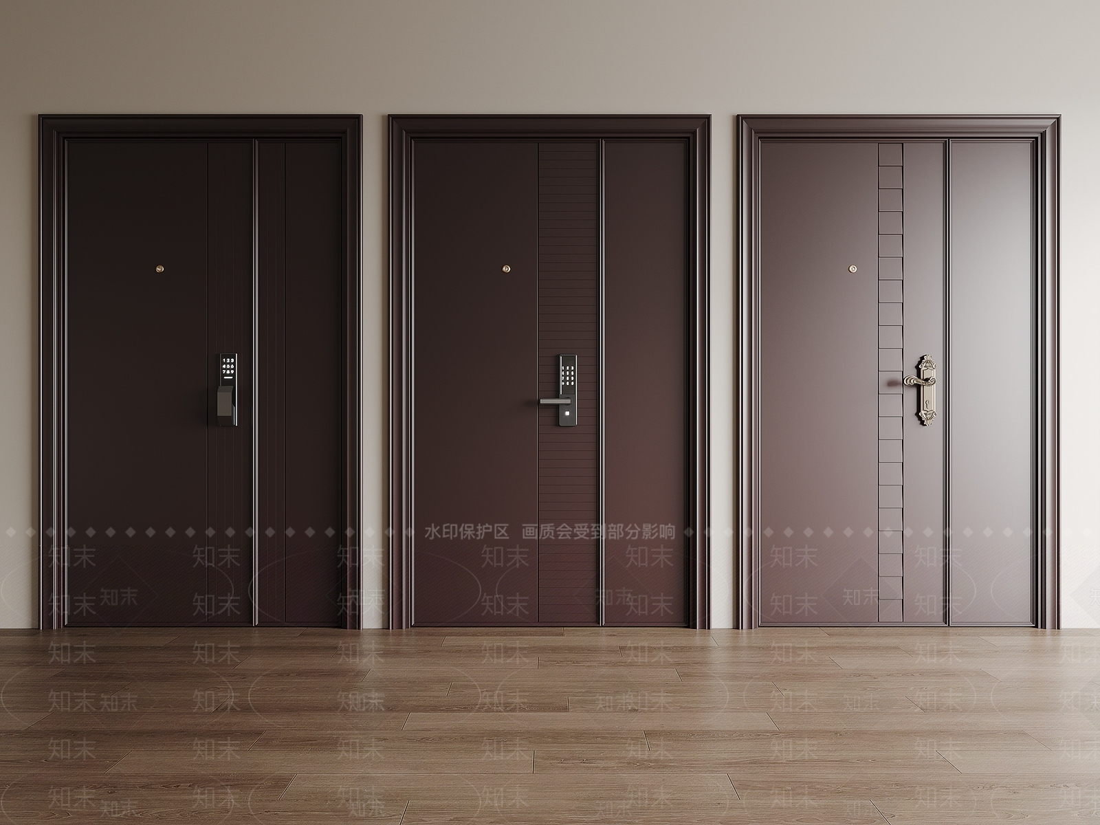 现代子母防盗门3D模型下载【ID:1162401990】