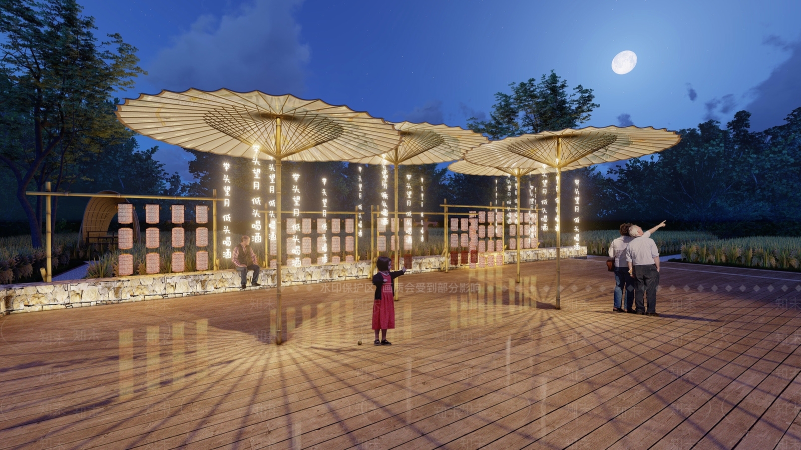 新中式乡村文化景观SU模型下载【ID:1162429335】