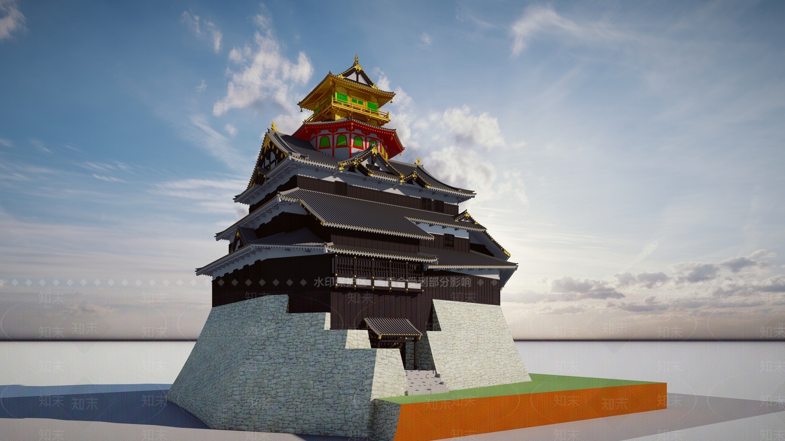 04日本古建筑城楼AduchiSU模型下载【ID:1162402827】
