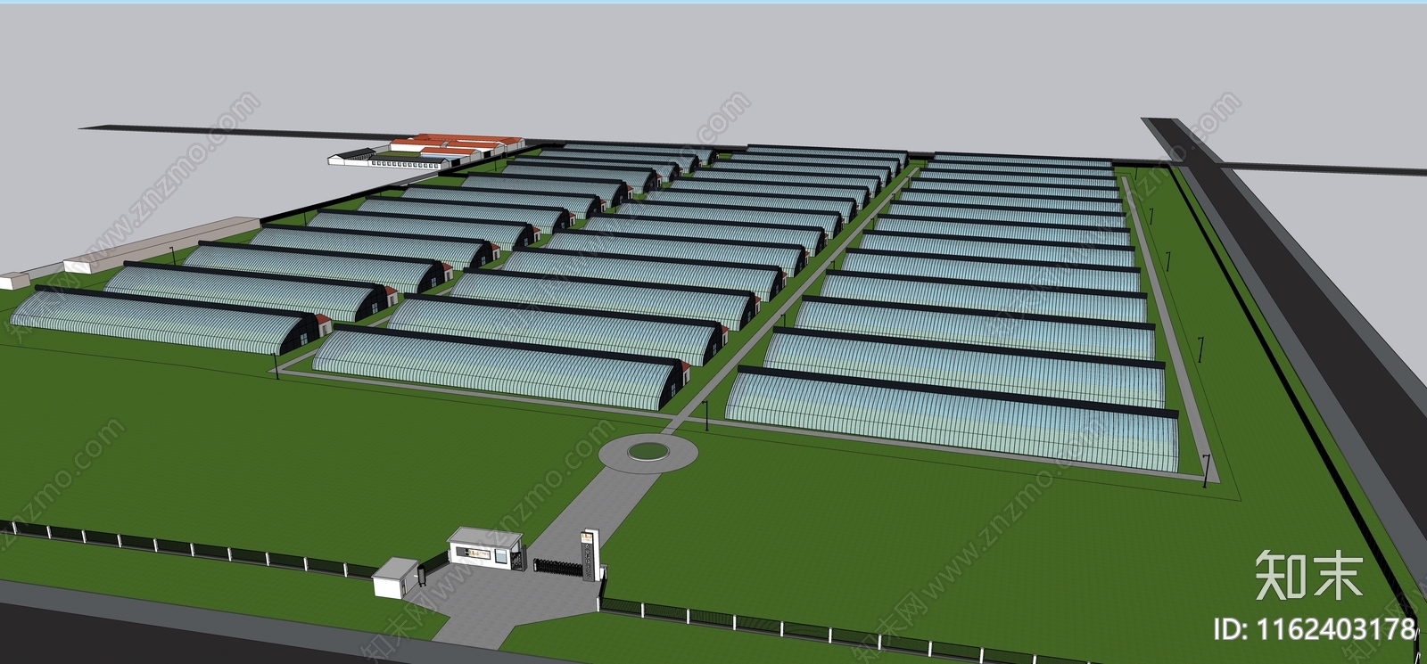 农场农业大棚农场规划SU模型下载【ID:1162403178】