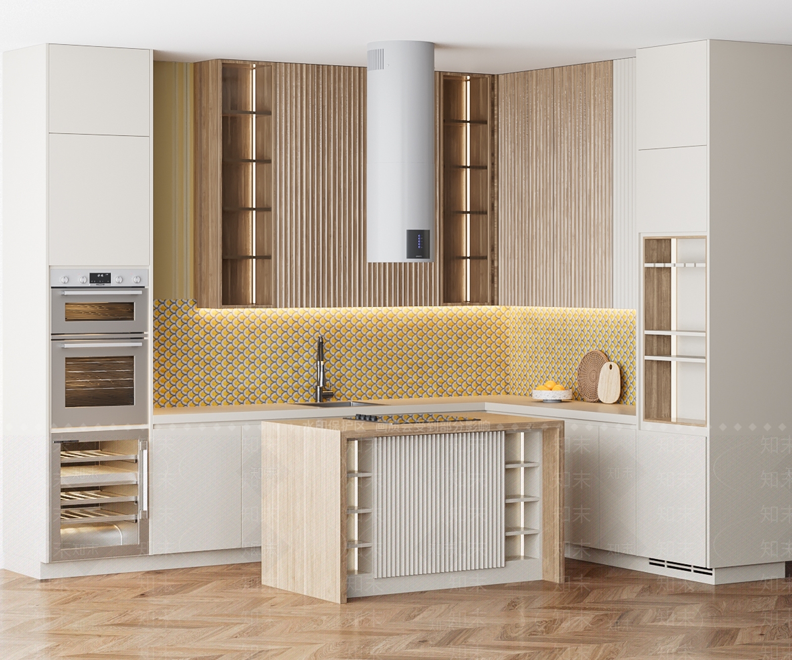 简约现代厨柜组合3D模型下载【ID:1162403359】