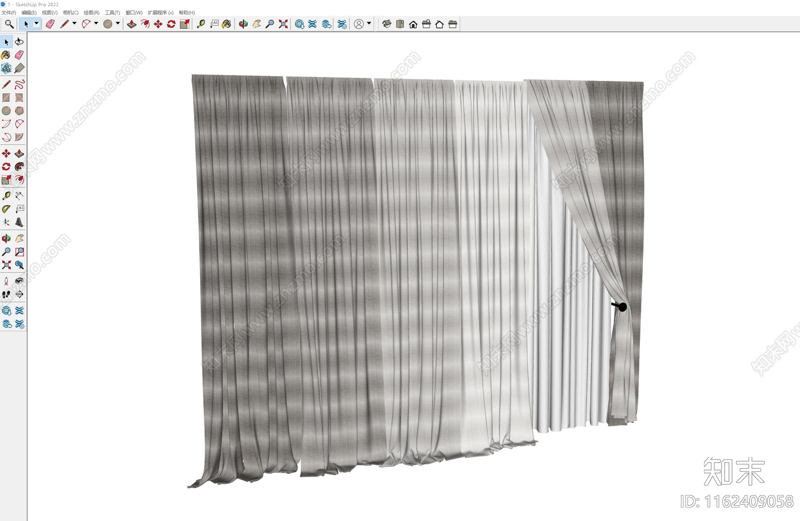 现代布艺窗帘SU模型下载【ID:1162409058】