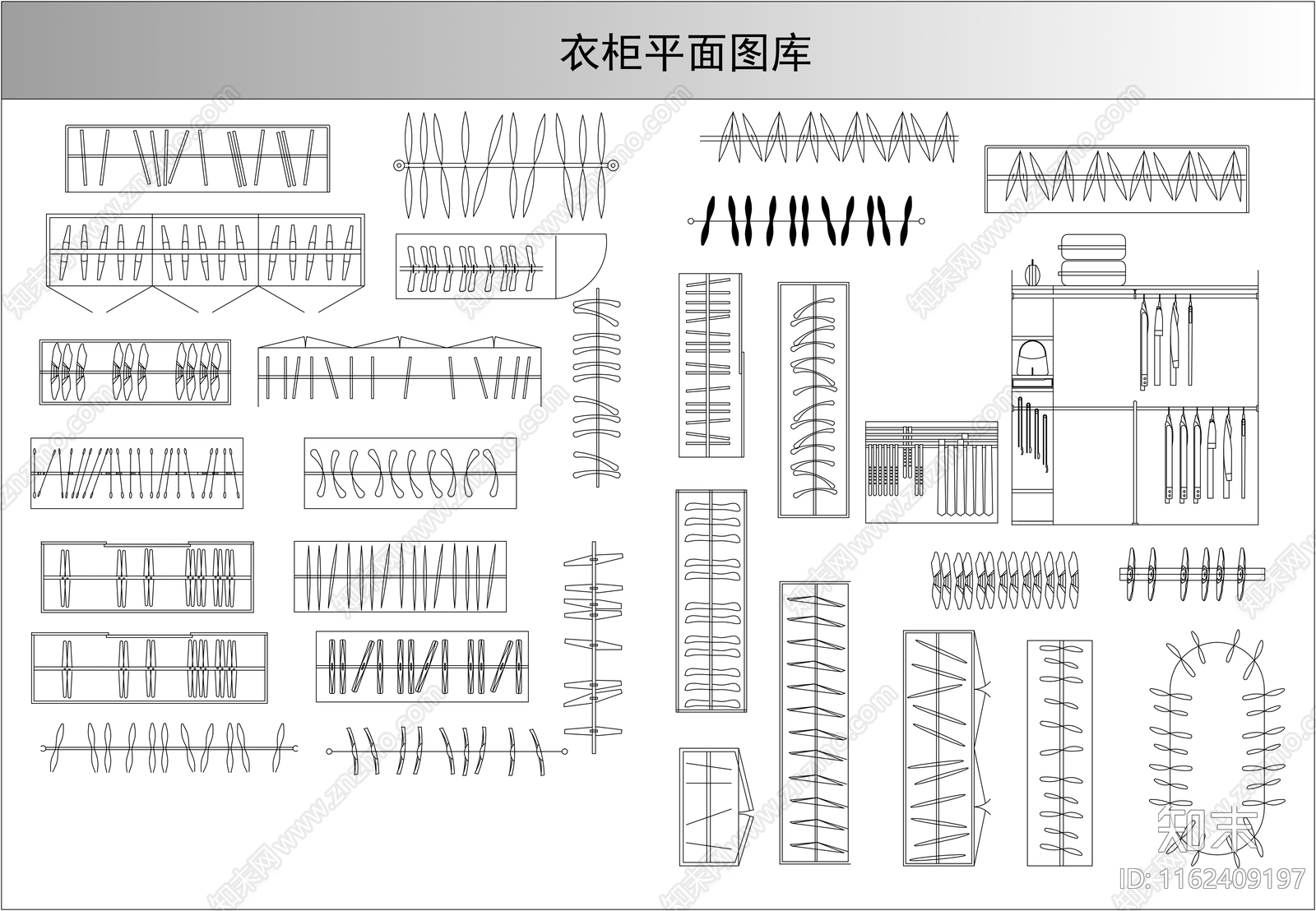 衣柜平面图库施工图下载【ID:1162409197】