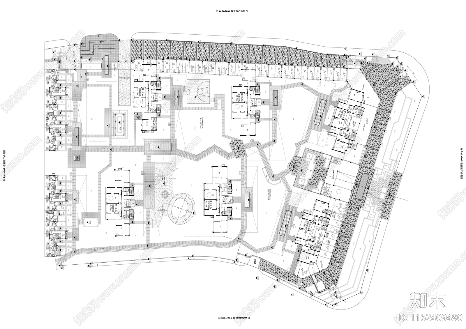 现代台地小区大区景观平面图施工图下载【ID:1162409490】
