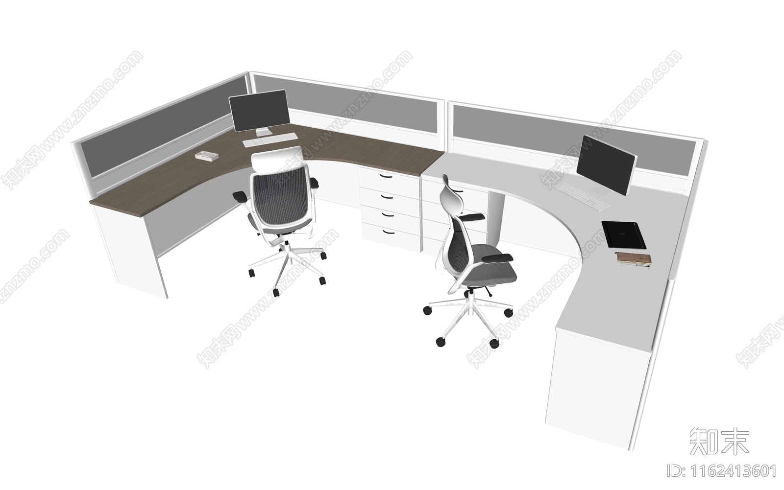 现代办公桌椅组合SU模型下载【ID:1162413601】