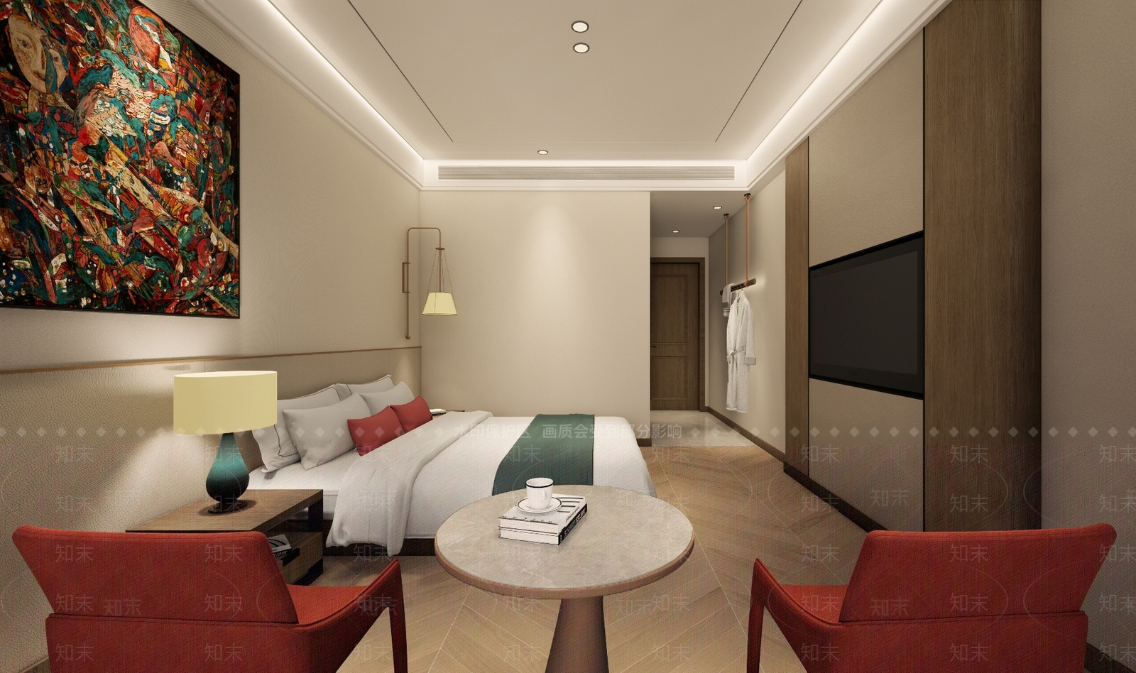 现代单人间SU模型下载【ID:1162520789】